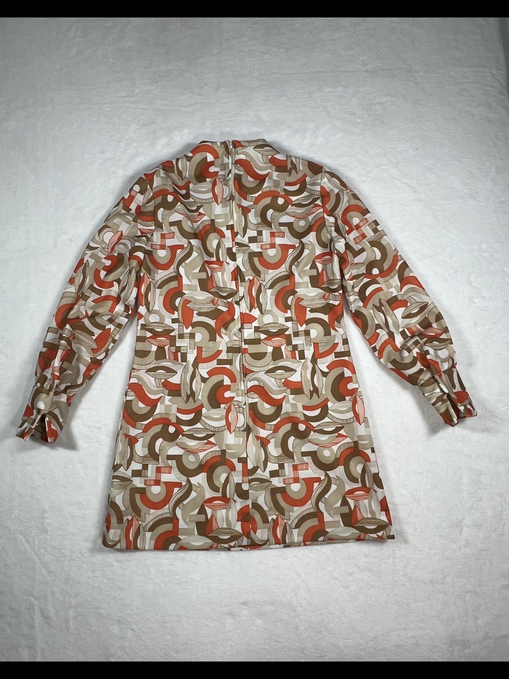 Leslie Fay Beige, Tan and Orange Geometric Mini Dress - Picture 2 of 7